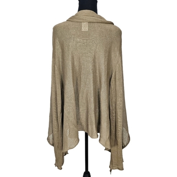 Fabiana Fillippi Italian Flax Linen Blend Beige Cinched Open Draped Cardigan L - Picture 6 of 11